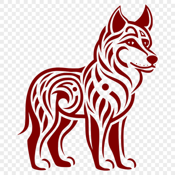 A standing husky dog with ornate details, suitable for digital design projects.