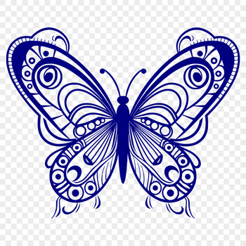 Close-up view of an ornate butterfly with intricate details, suitable for vector design and cutting machine applications.