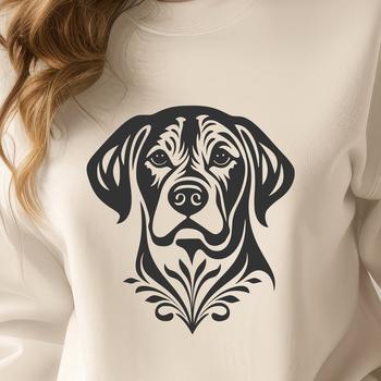 A detailed illustration of a Labrador Retriever's head, designed as vector art.