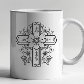 Floral Crucifix In SVG & DXF