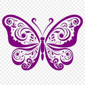 A colorful illustration of an ornate butterfly in full body view.