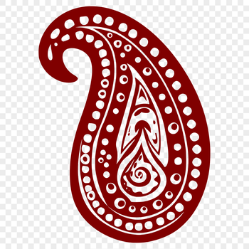 Vector paisley shape with ornate design details, suitable for digital cutouts and print projects.