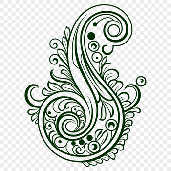A stylized ornate paisley shape design, suitable for various digital applications including vector art and clip art.