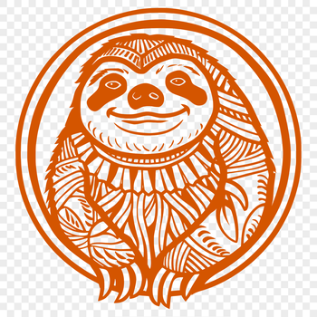 A sloth figurine with intricate details, suitable for vector art projects and commercial use.