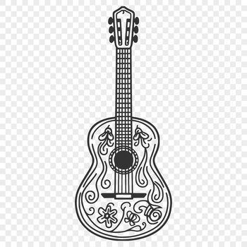 Ornate floral patterned guitar illustration designed with vector art.