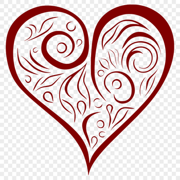 An ornate heart shape suitable for various designs and projects.