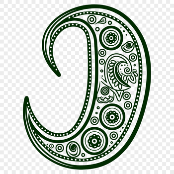 A decorative paisley shape with intricate details, ideal for crafting and design projects.