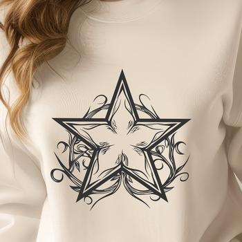A decorative ornate star symbol with intricate details, suitable for Christmas and xmas decorations.