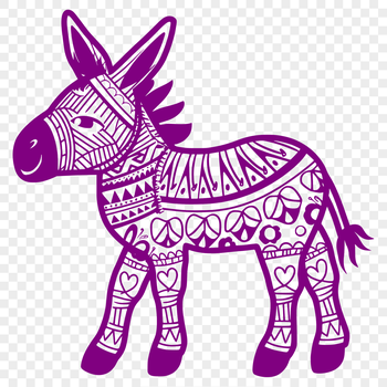 A standing donkey with ornate details, suitable for vector art design.