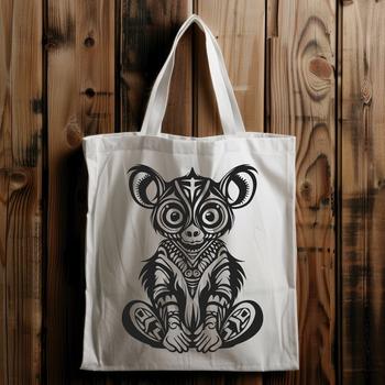 A full-body illustration of an ornate lemur in SVG format.