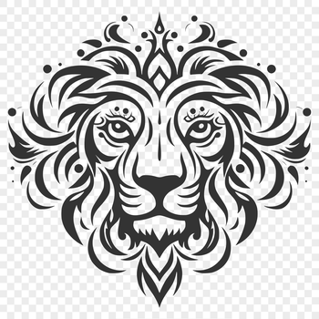 A detailed vector illustration of a lion's head with ornate design elements.