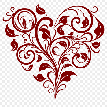 A decorative heart shape with intricate details, suitable for Valentine's Day or wedding designs.