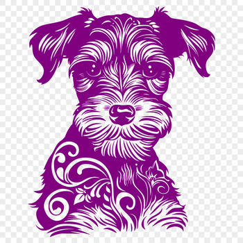 A vector illustration of a small dog breed, showcasing the distinctive features of a Miniature Schnauzer.