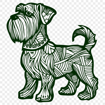 Close-up illustration of a Miniature Schnauzer standing on all fours.