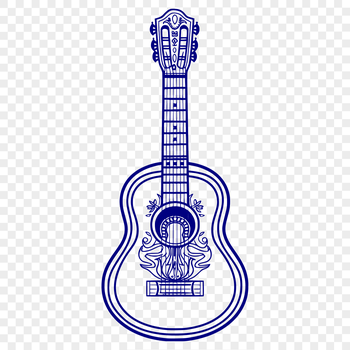 Ornate guitar illustration for graphic design projects.
