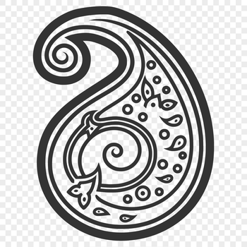 A stylized, ornate paisley shape used as a clip art design element.