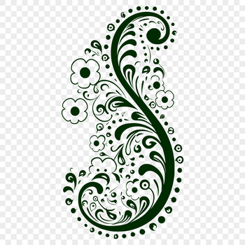 A stylized floral pattern featuring an ornate paisley shape.