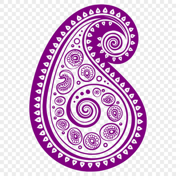 A stylized paisley motif with intricate details, suitable for vector designs.