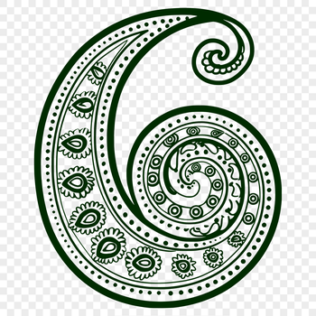 Ornate paisley design with intricate shapes and details.