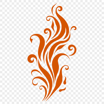 A stylized illustration of flames with intricate details.