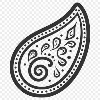 A decorative paisley shape with intricate details, suitable for various design applications.