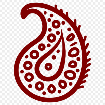 A stylized ornate pattern featuring a classic paisley shape.