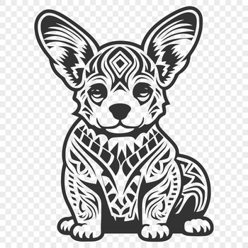 A sitting dog breed with a stocky build, characteristic of the Welsh Corgi.