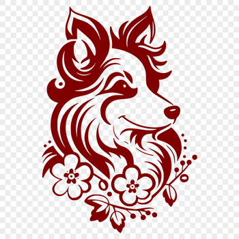 A close-up illustration of a Shetland sheepdog's head, showcasing its distinctive features and breed characteristics.