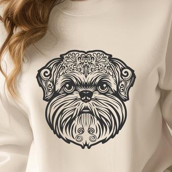 A vector illustration of a Shih Tzu's head, showcasing the breed's distinctive features.