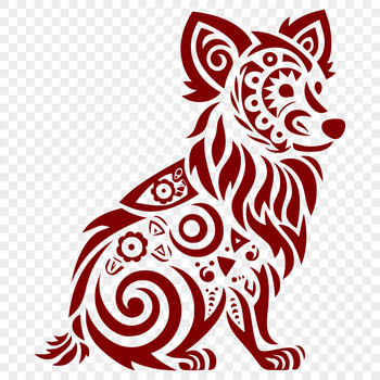 A sitting Shetland sheepdog with intricate fur details, suitable for use in digital design projects.