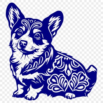 A detailed illustration of a Welsh Corgi sitting in full body pose, suitable for use as vector art.