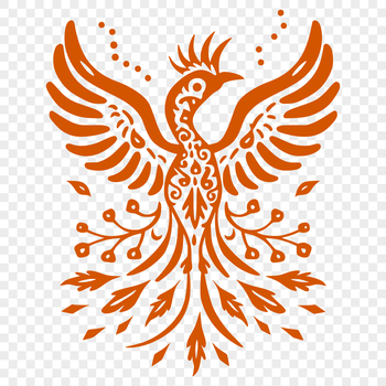 An ornate vector design representation of a legendary phoenix creature.