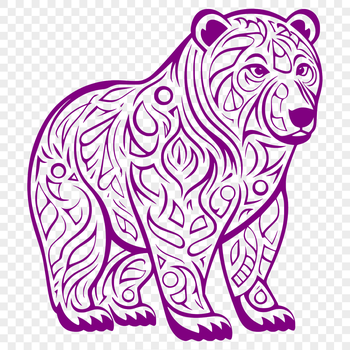 A detailed illustration of a standing bear with intricate design elements, suitable for digital cutting machines.