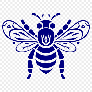 A detailed illustration of a bee in full body view, suitable for gardening themes.