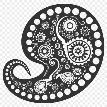 A stylized, ornate paisley shape with intricate details, suitable for vector art designs.