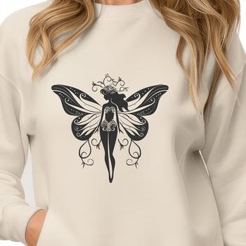 A detailed illustration of a mythical fairy in full body pose, suitable for vector art and design projects.