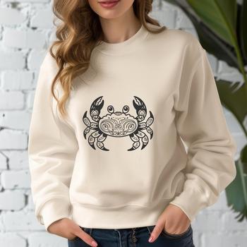 A detailed illustration of an ornate crab in full body view.