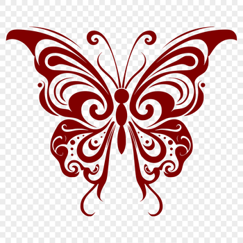A colorful, ornate butterfly with intricate details, suitable for use in gardening and crafting projects.
