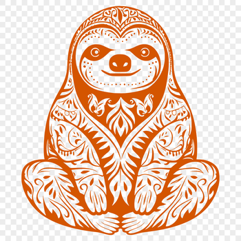 A high-quality, full-body illustration of a sloth in ornate detail, suitable for commercial and personal projects.