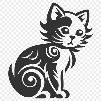A cute cartoon cat sitting in a relaxed pose.