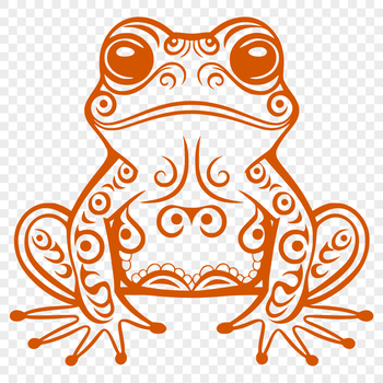 A detailed, full-body illustration of a toad in a decorative style.