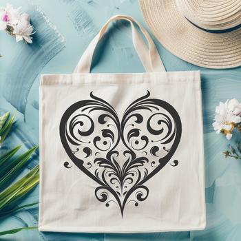 A delicate, ornate heart shape with intricate details, suitable for various designs and projects.