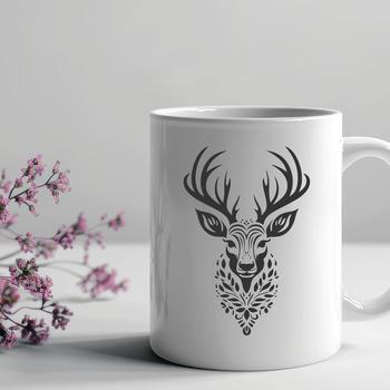 An ornate vector design of a deer silhouette with decorative elements.