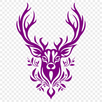 An ornate illustration of a deer's head, suitable for vector design and cutting machine projects.