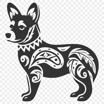 A full-body illustration of a Welsh Corgi standing upright, ideal for pet owners or enthusiasts of the breed.