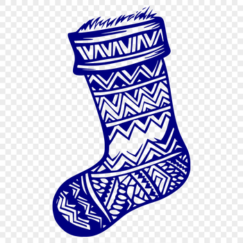 A detailed, ornate Christmas stocking design for vector graphics.
