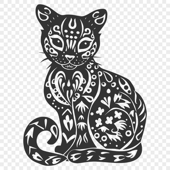 Ornate Sitting Big Cat DXF