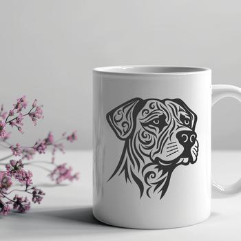 A Rottweiler's head rendered in vector form with intricate details.