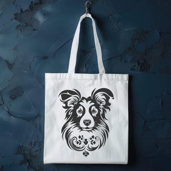 Detailed vector graphic of a Shetland sheepdog's portrait suitable for design projects.