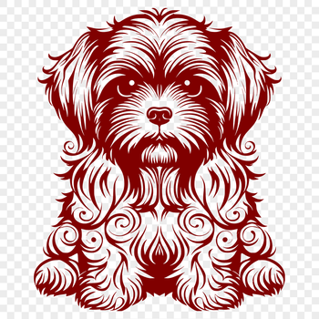 A detailed illustration of a sitting Shih Tzu dog with ornate features.